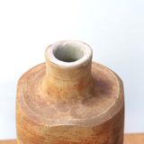 Bouteille en céramique de la poterie de la colombe, décor floral, années 70