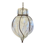 Vintage metal and blown glass lantern pendant.