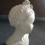 Bust girl in patinated terracotta