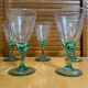 Série 5 verres à pied luminarc verre transparent & vert émeraude vinta