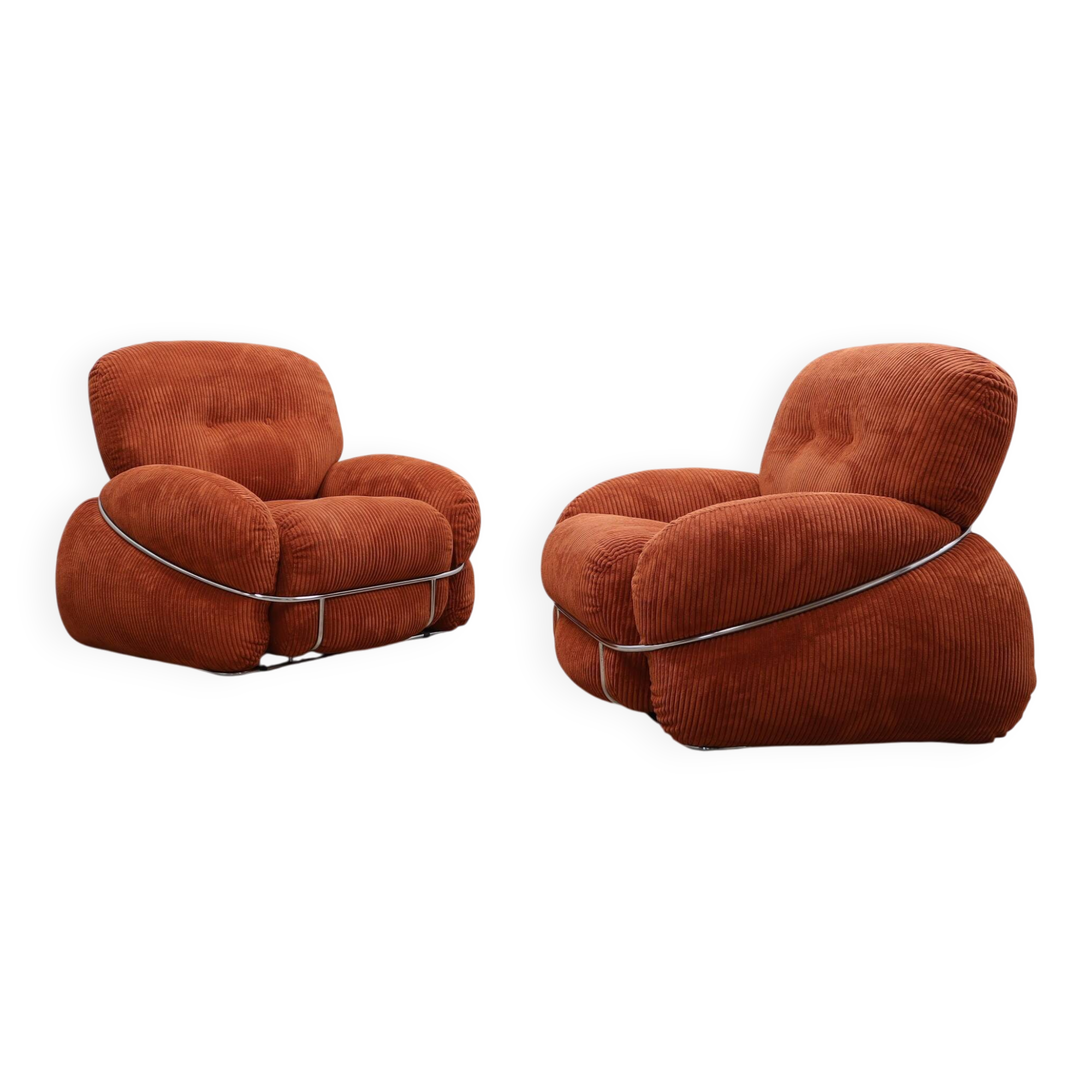 Pair of vintage armchairs by Adriano Piazzesi 1970s