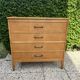 Commode vintage 4 tiroirs chêne clair 1960