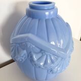 Art Deco vase in blue opaline glass