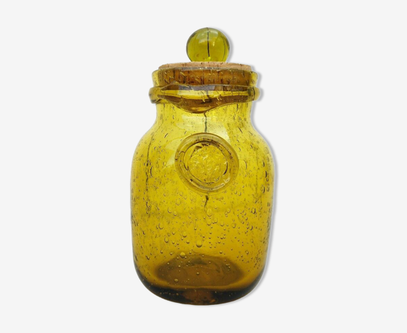 Flacon en verre soufflé verrerie Biot vintage