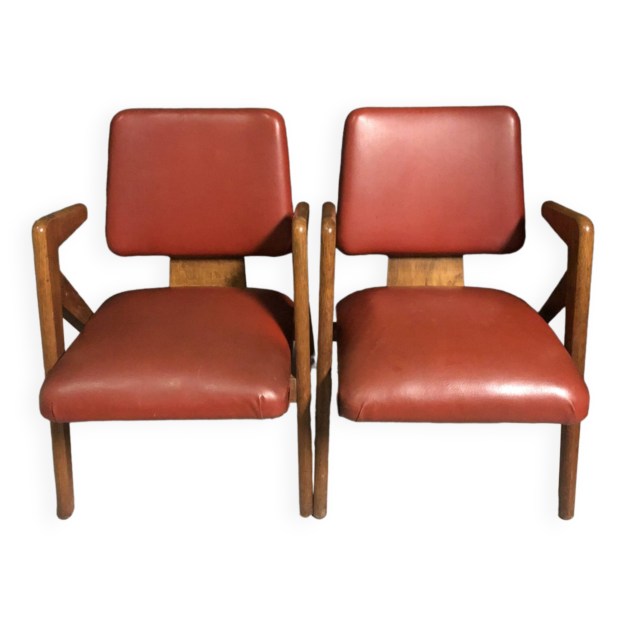 Pair of Hillestak armchairs designed in 1950s by Robin Day for Hille,