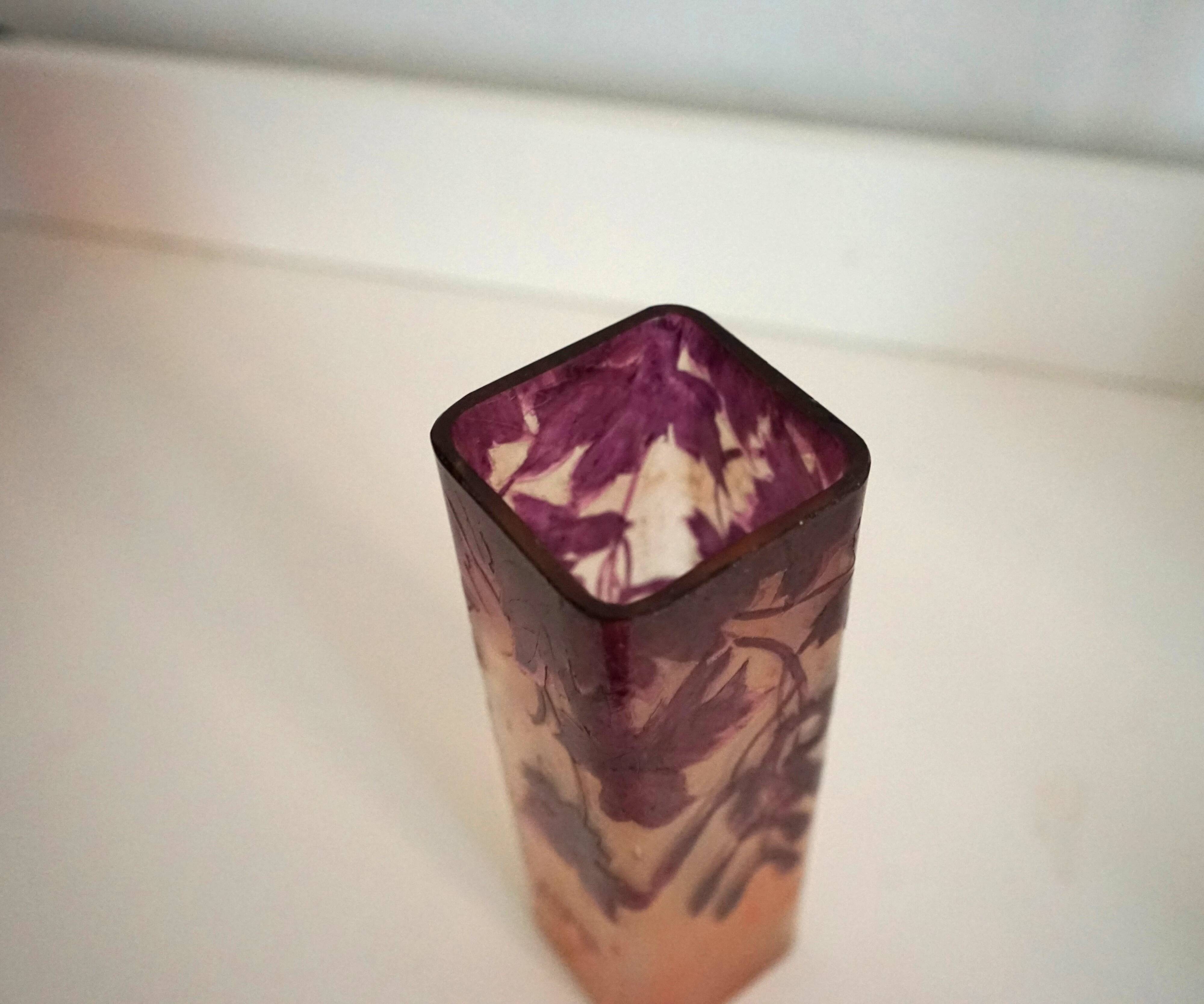 François-Théodore Legras square vase ruby series Art Nouveau 1900