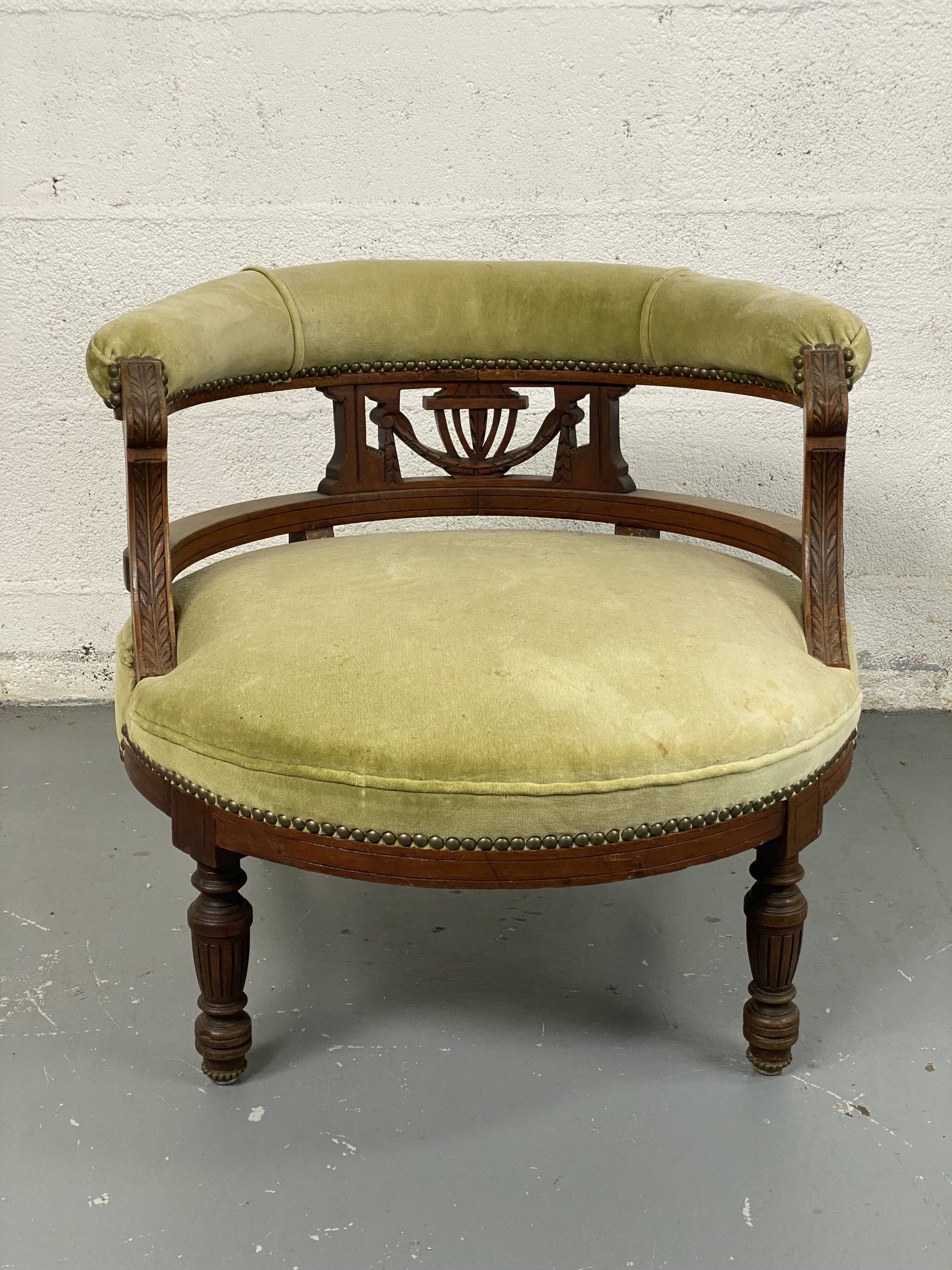 Fauteuil empire velours vert ancien