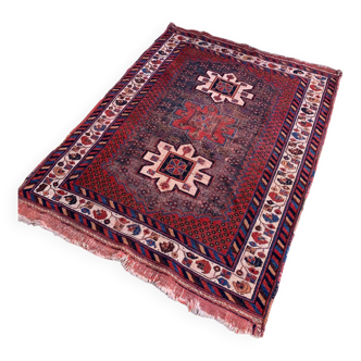 Tapis Kamseh vintage 130x97 cm, petit, tapis oriental tribal vraiment Shabby Chic