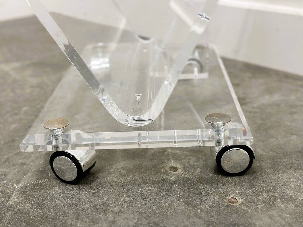 Vintage Lucite magazine cart, 1980s