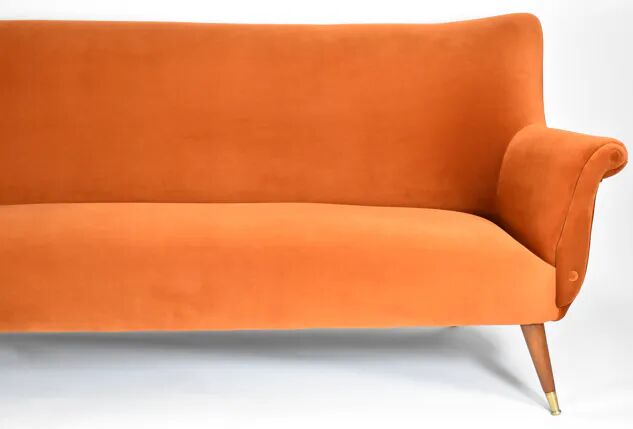 Three-seater velvet sofa, Germany 1960s, rusted, restored.