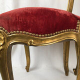Paire de chaises de style Louis XV en bois doré, époque Napoléon III