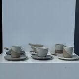 Modular Indonesian ceramic tableware service (6 elements + cups)