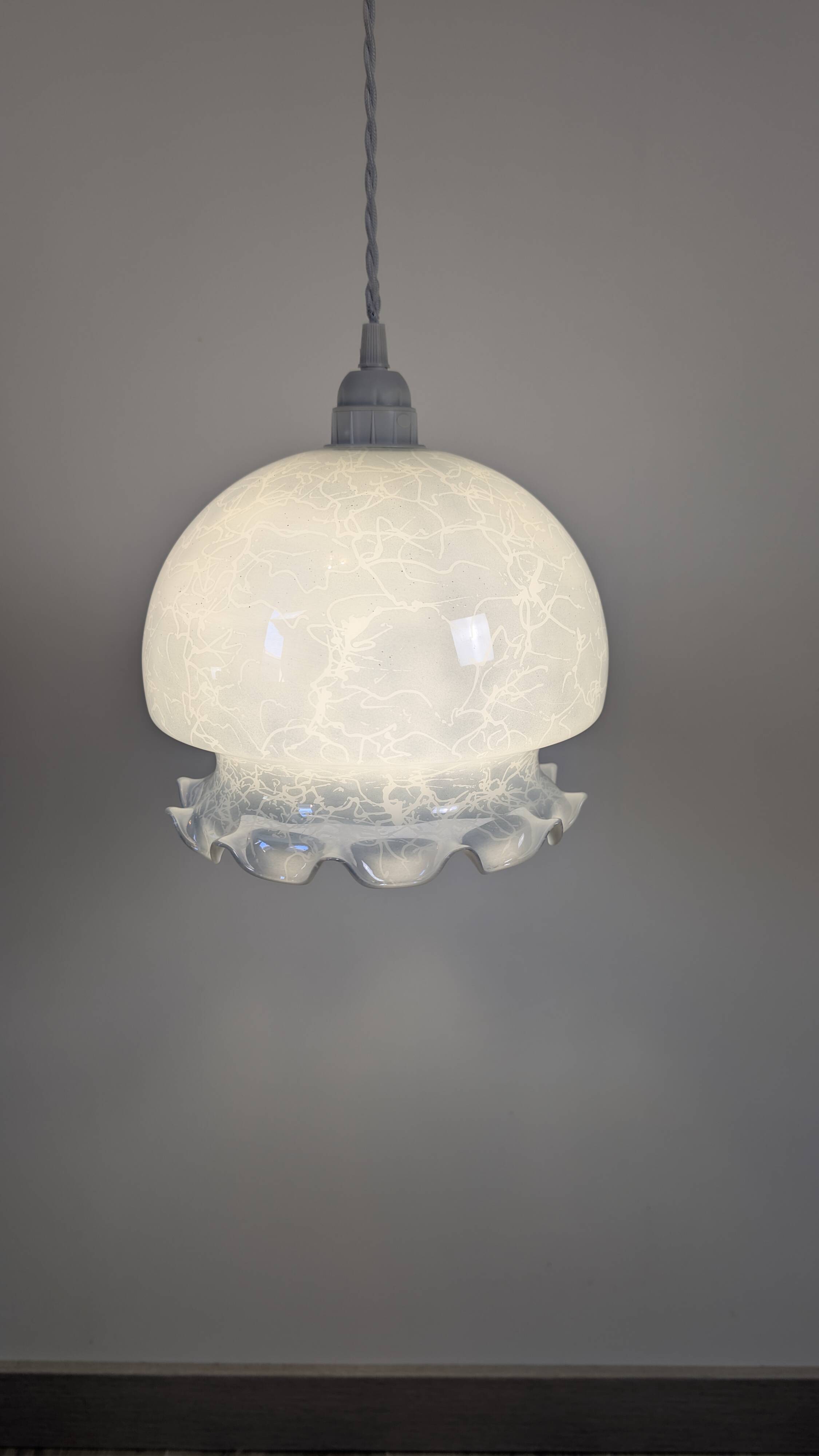 Pearlescent glass pendant light – Retro-contemporary style, unique light fixture