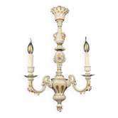 Vintage Capodimonte porcelain lustre with 3 arms, Italy, 1940s.