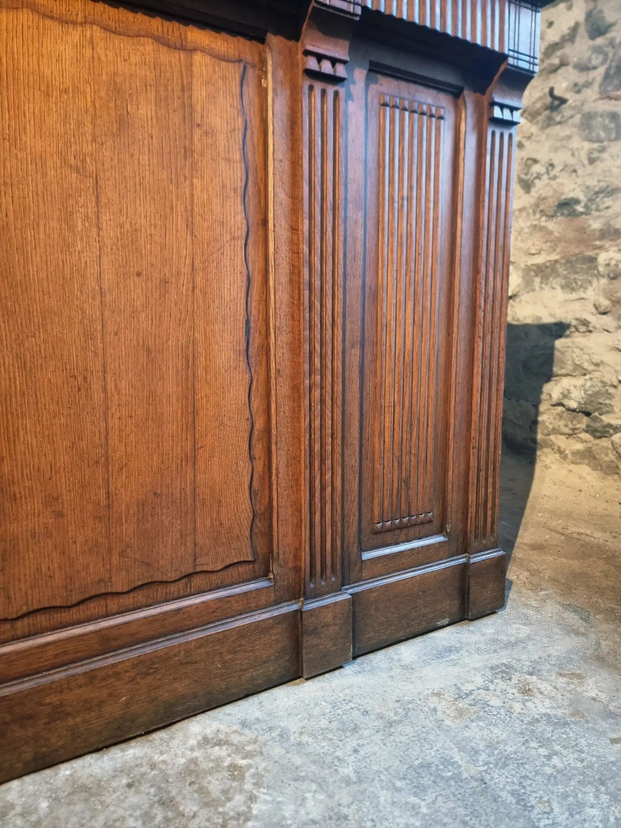 Antique French oak counter / shop counter (early 1900s)