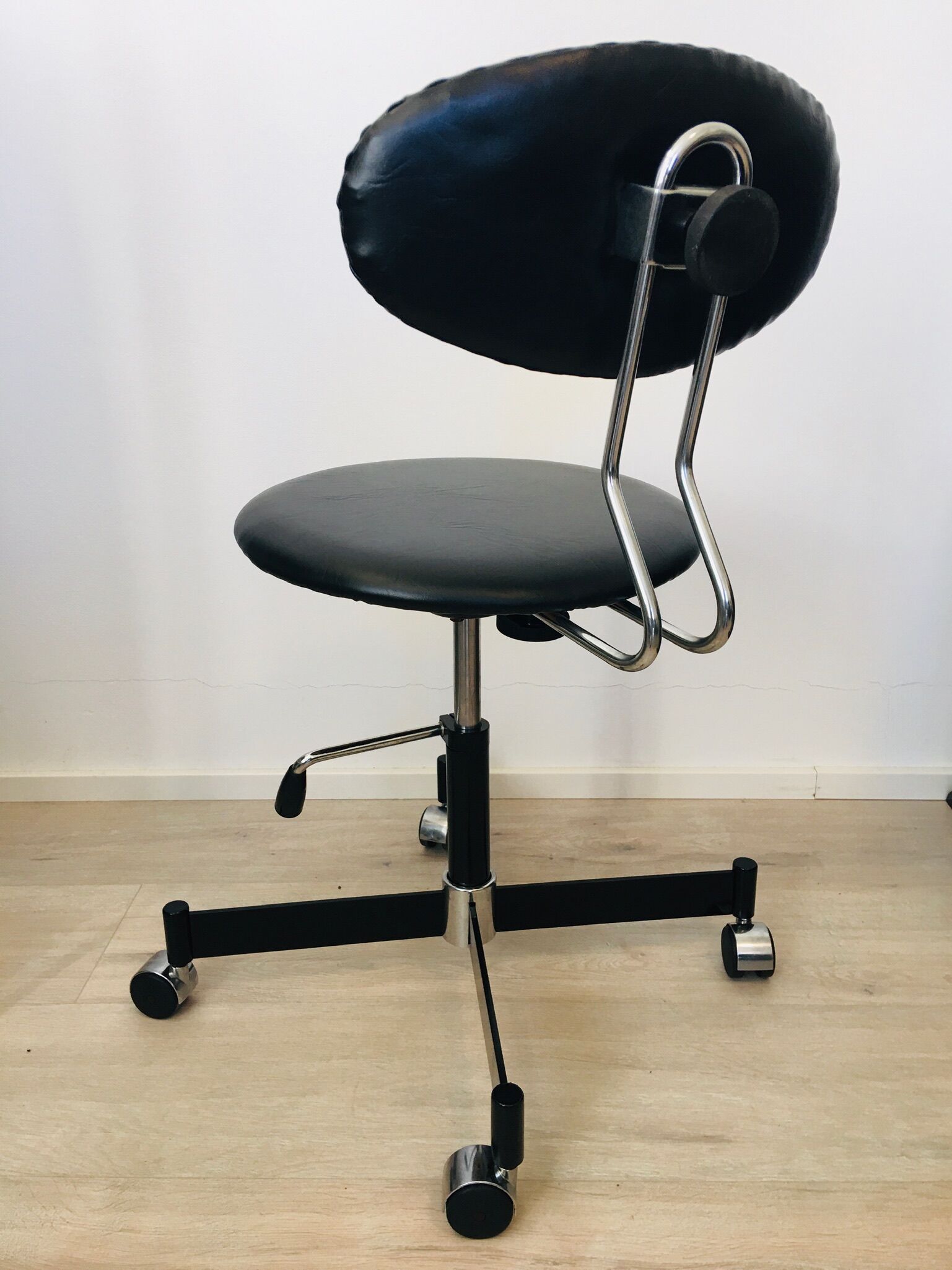 Black Leather Office chair, 1970s