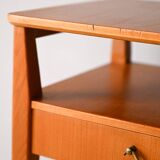 Vintage nightstand with drawer and double shelf