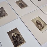 Ensemble de 6 photographies anciennes, portraits studio du XIXe siècle, hommes, femmes et enfants