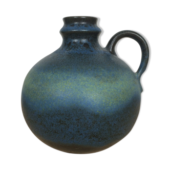 Ceramic ball vase with handle, gradient of blue