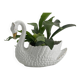 Vintage swan pot holder in white and gold ceramic