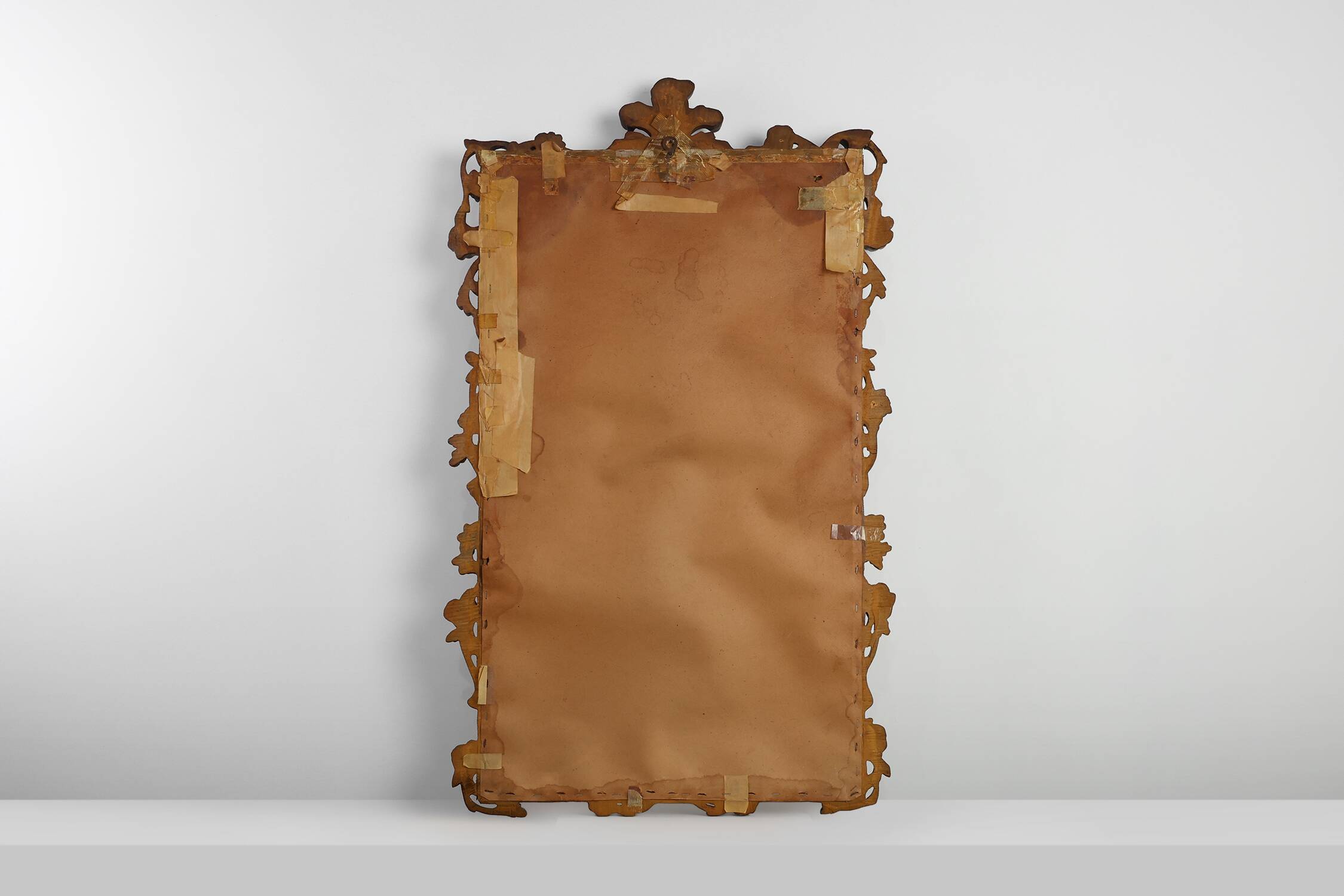 Romantic Wooden Mirror with Floral Details, France 1950s