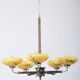 Art Deco Chandelier in Chrome and Beech, Czech, 1920s