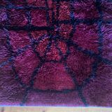 Mid-century Modern Bordeaux Red Rya Rug by Gull-Britt Johansson for NIAB, Sweden