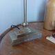 Silver metal living room lamp, cream shade, 1950s