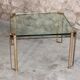 Vintage square coffee table in glass and brass by Peter Ghyzcy