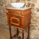 Vanity unit - antique washbasin in wood and marble