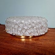 Large brass and frosted glass ceiling light, Hillebrand Lighting, 1970.