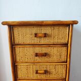 Vintage wicker and rattan chest of drawers