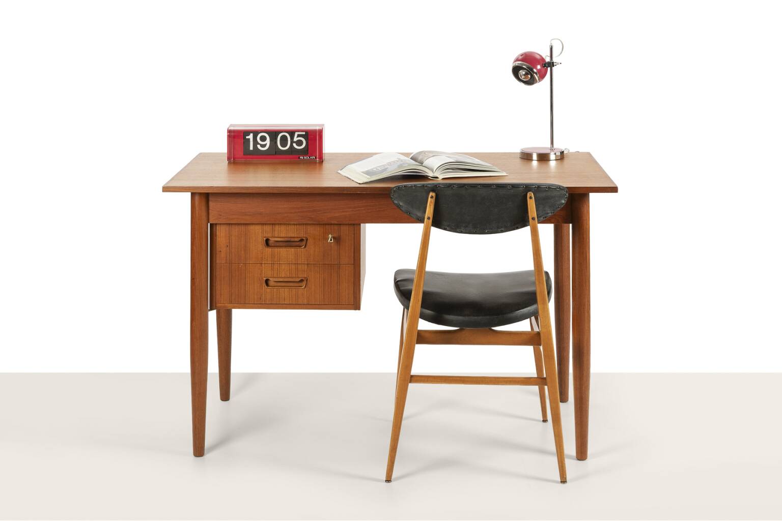 Scandinavian desk with mobile drawer unit and armchair, Denmark, 1960s