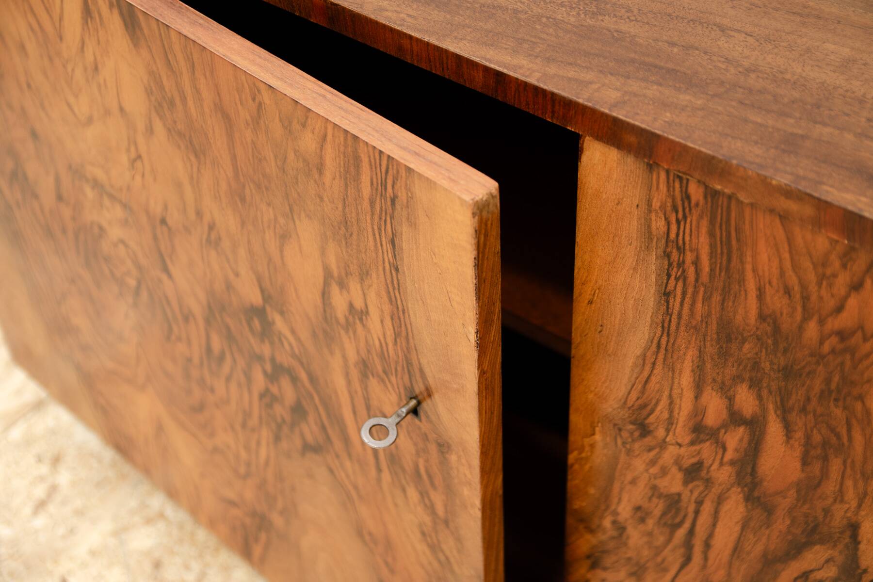 Fully renovated art deco walnut sideboard, 1930s, czechoslovakia