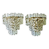 Kinkeldey pair of crystal and gilt wall lights, 1970s
