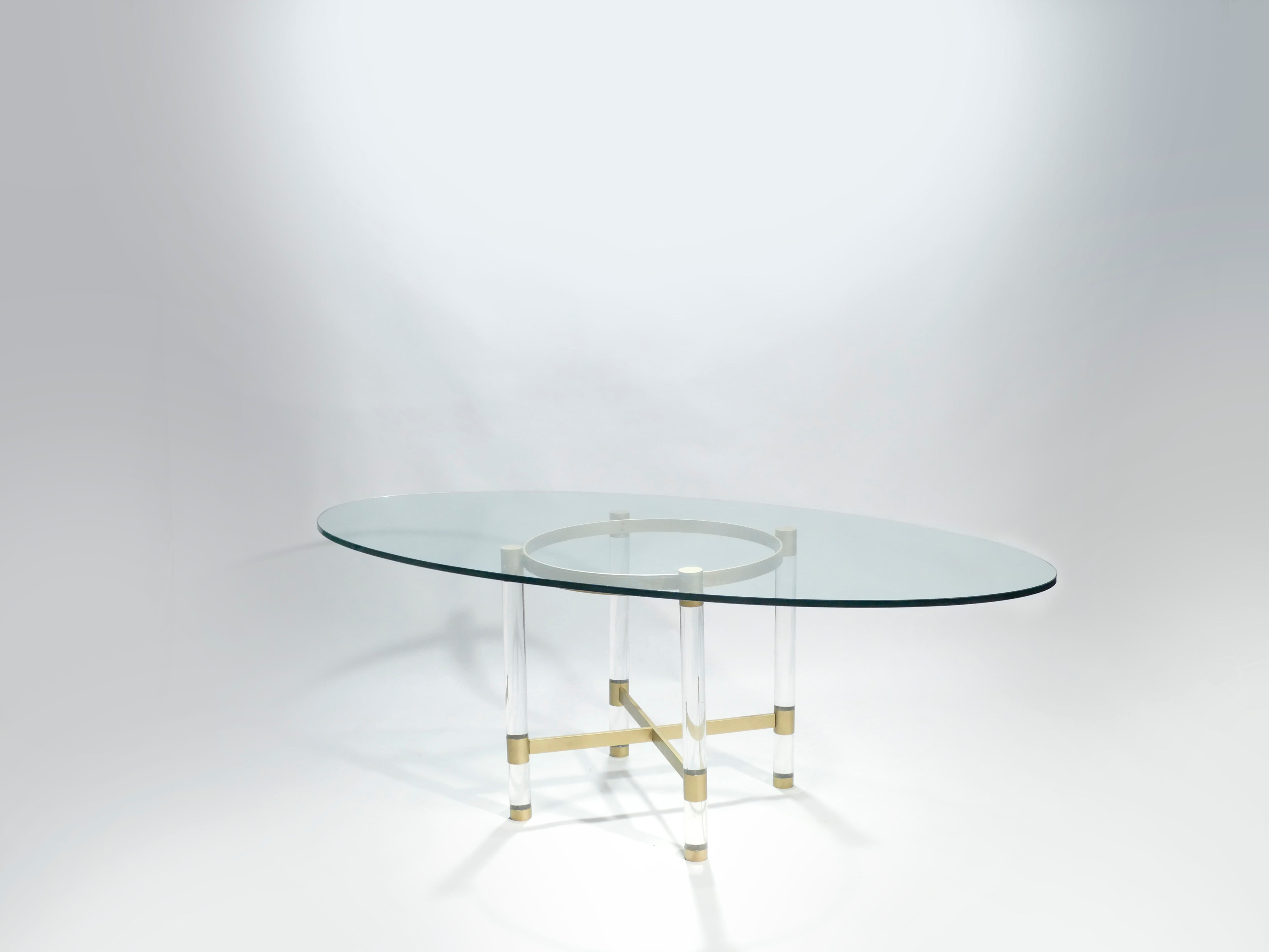 Plexi table Sandro Petti for Metalarte 1970 in brass