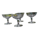 4 original antique champagne glasses in Belgian engraved glass