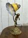 Bronze lamp with glass paste shade - work from the 1970s