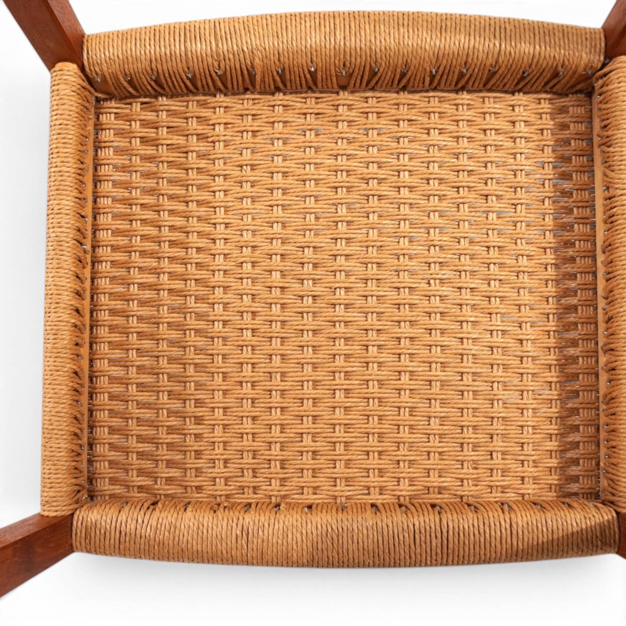 Niels Otto Møller Model 408, Set of 4 Teak Papercord Dining Chairs for J.L.