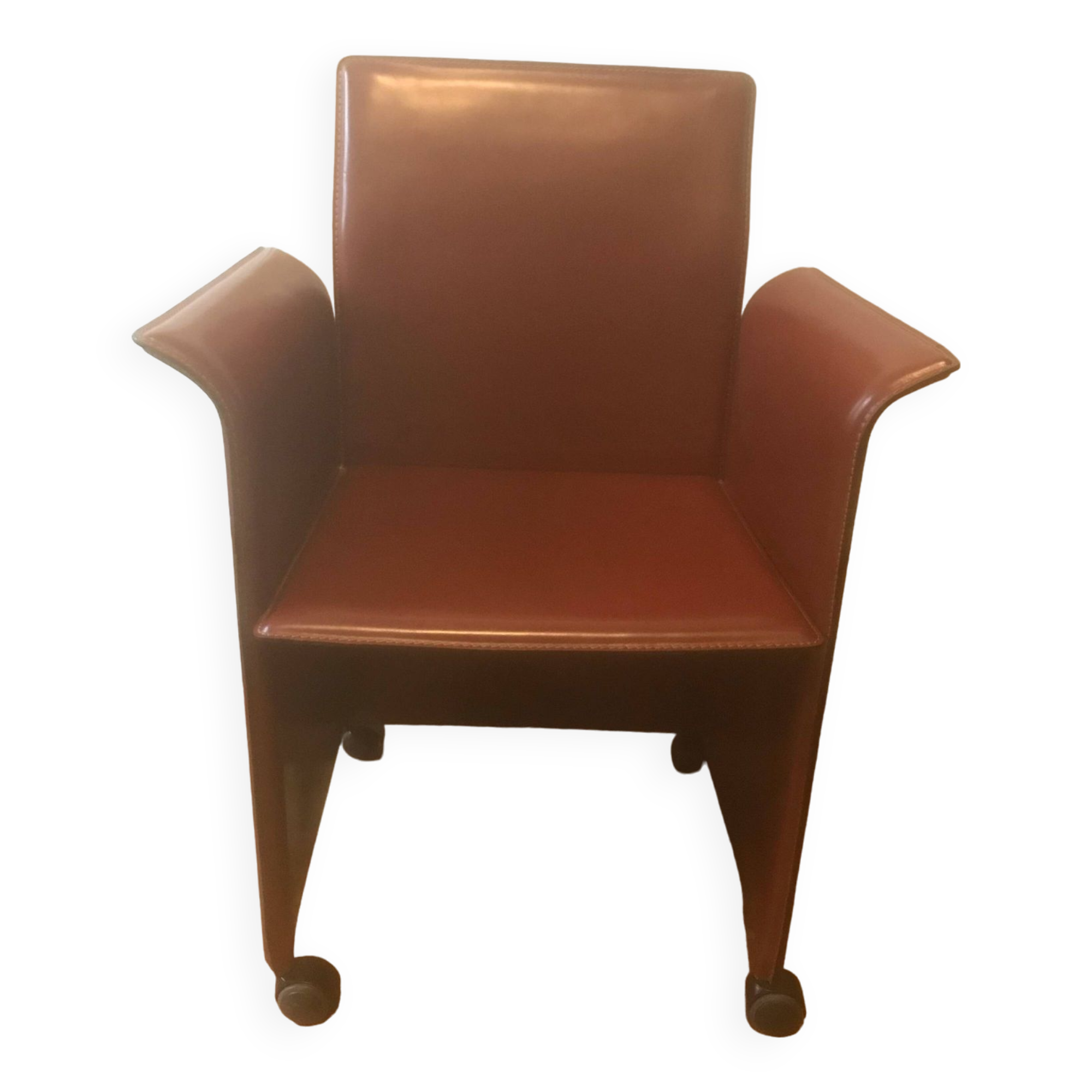 Fauteuil design cuir vintage 1980