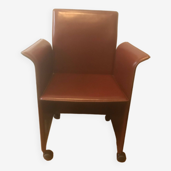 Vintage leather designer armchair 1980