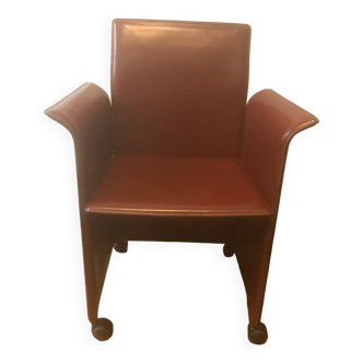 Fauteuil design cuir vintage 1980