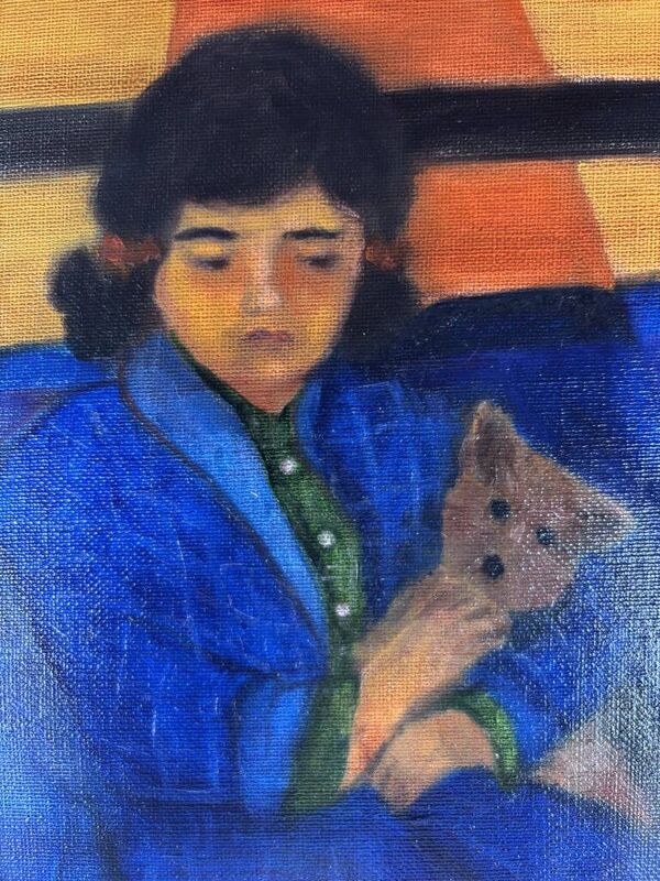 Tableau huile sur toile ''French Childhood'' 1980