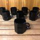 Series Of 8 ESSO Cups Black Ceramic Collection France Vintage