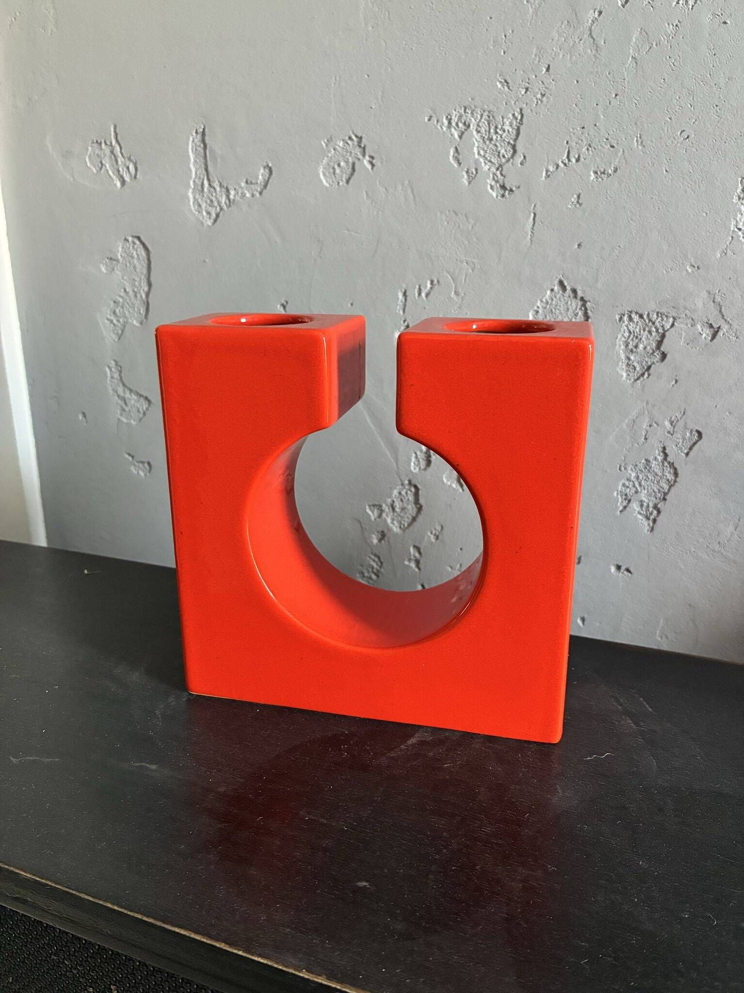 Sele Arte Nove orange ceramic vase, Italy, 1970s