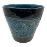 Large blue and green glazed ceramic planter • Ü Keramik • 1960-70