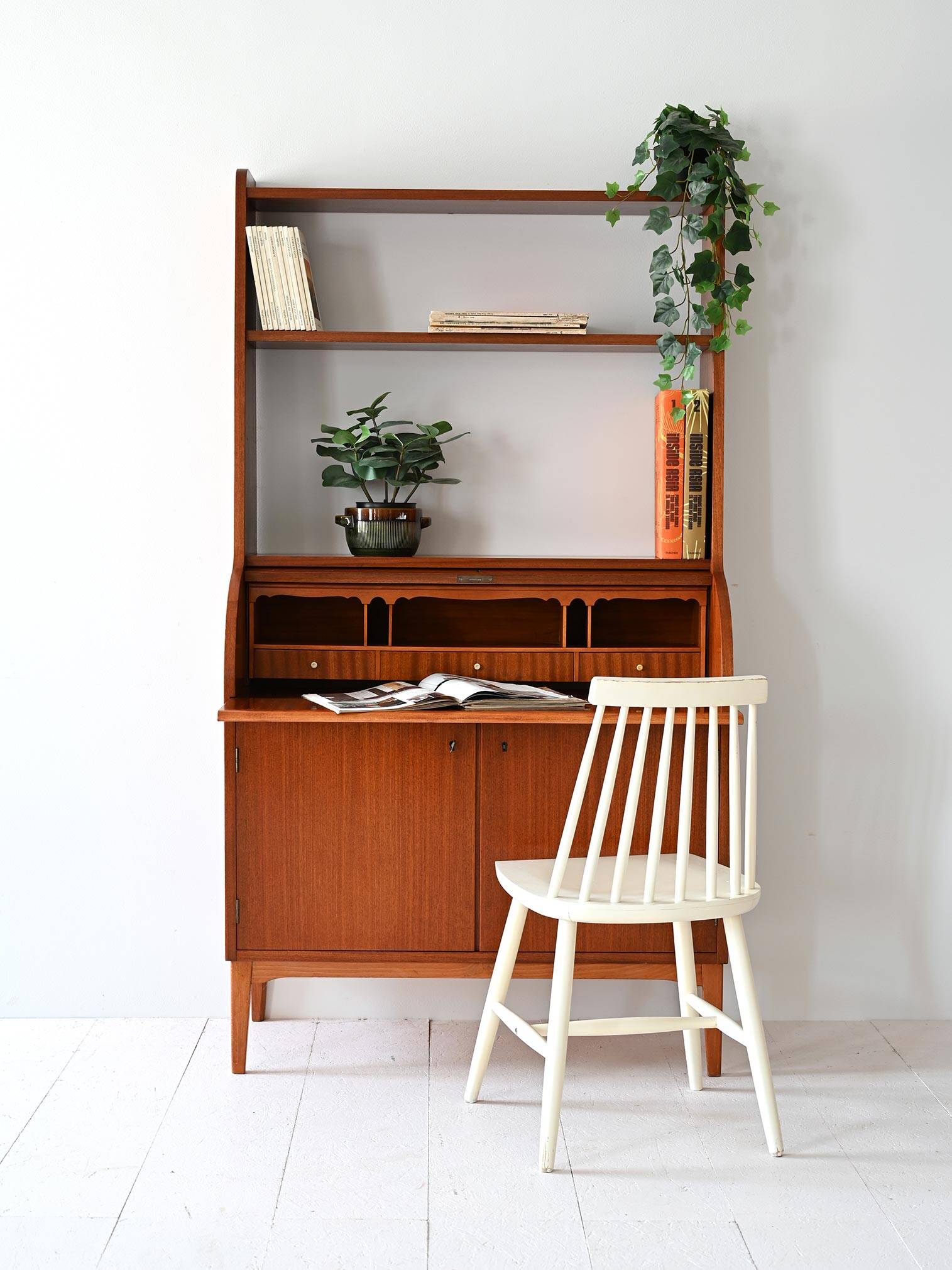Scandinavian bookcase with writing desk