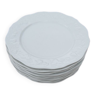 10 old deshoulières white porcelain plates