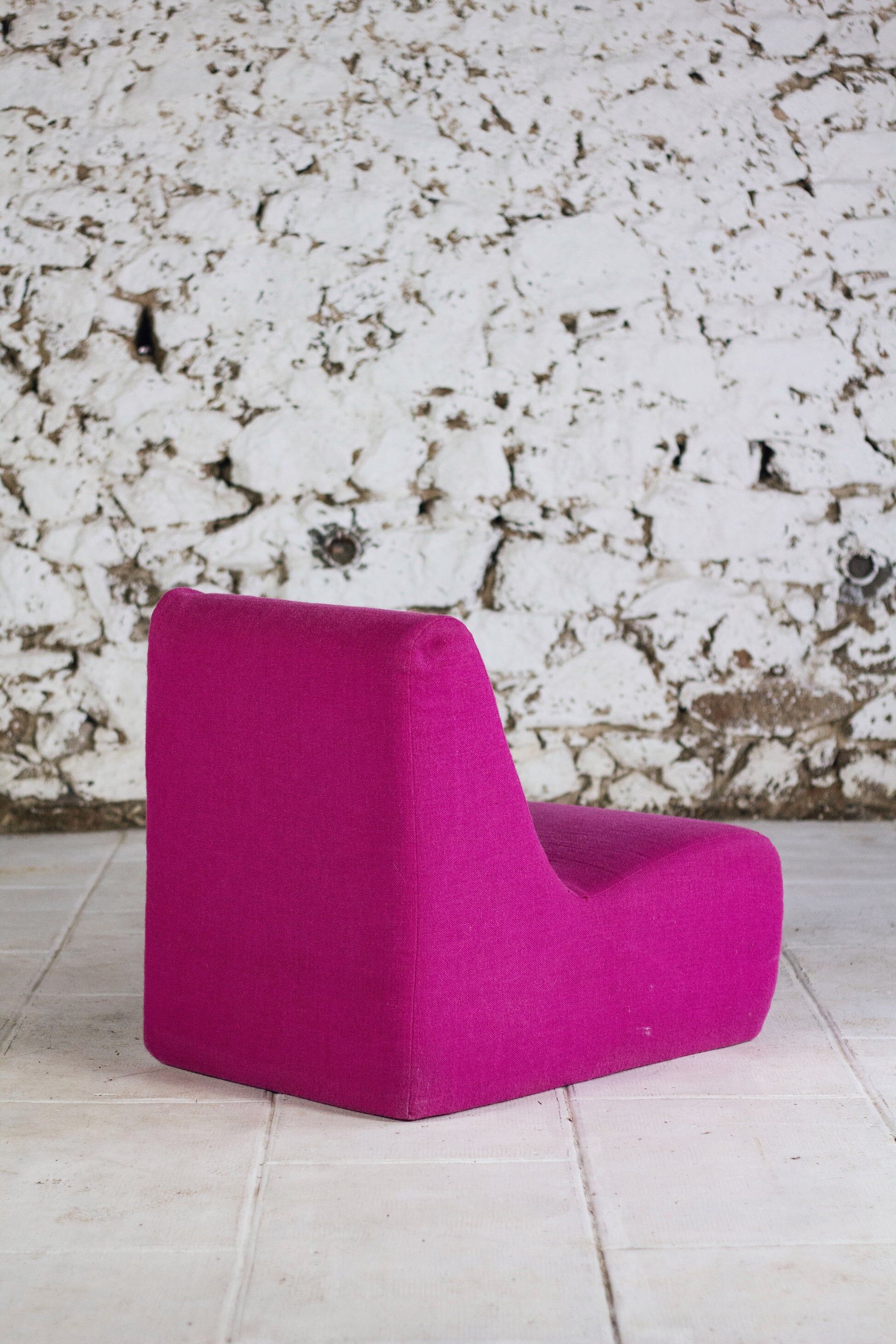 Pink wool armchair, 1970