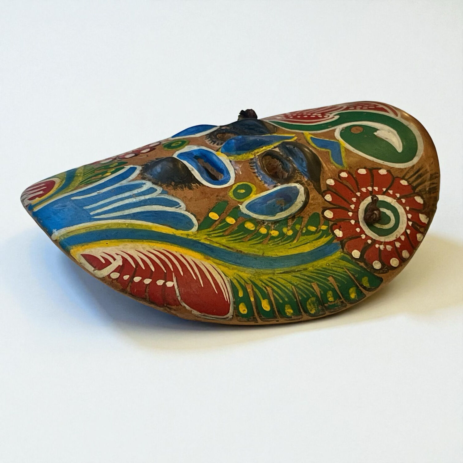Mexican mask in colored terracotta, 1970s, Mexican